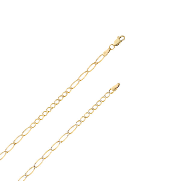 Collar de diez eslabones por siete platinado en oro amarillo 14 kilates.