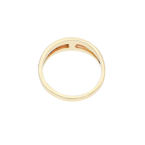 Anillo diseño especial en oro tres tonos 14 kilates.