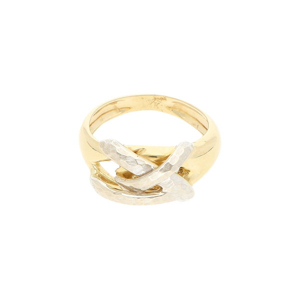 Anillo diseño especial en oro dos tonos 14 kilates.
