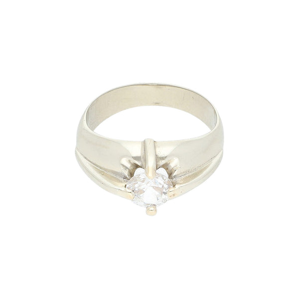 Anillo diseño especial con circonia en oro blanco 12 kilates.