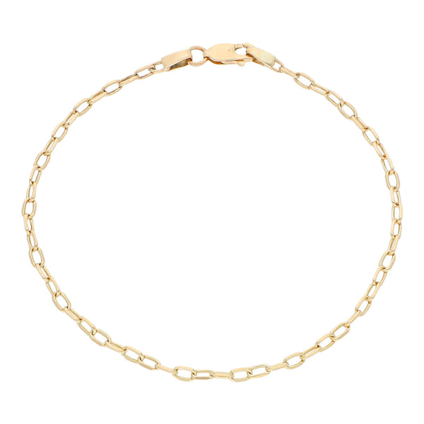 Pulsera eslabón cruzado en oro amarillo 14 kilates.