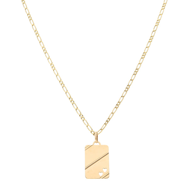 Collar de tres eslabones por uno y dije laminado en oro amarillo 14 kilates.