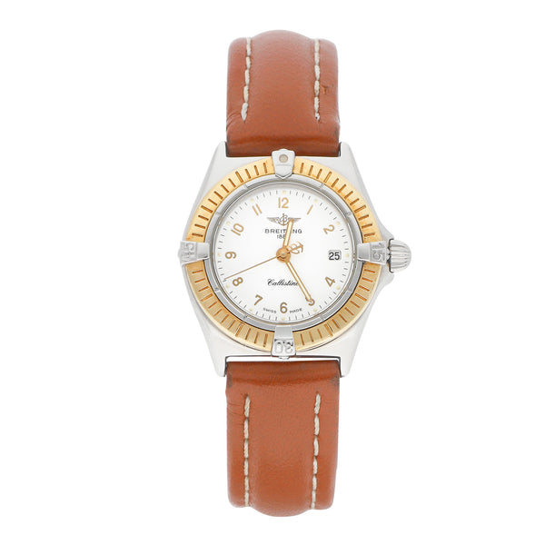 Reloj Breitling para dama modelo Callistino bisel en oro amarillo 18 kilates.