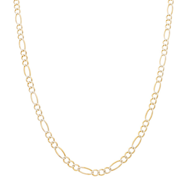 Collar de tres eslabones por uno platinados en oro amarillo 14 kilates.