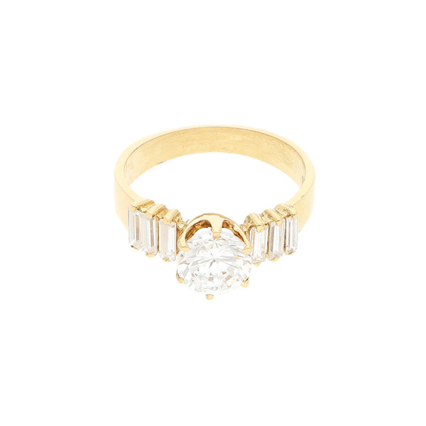 Anillo de compromiso con sintéticos en oro amarillo 14 kilates.
