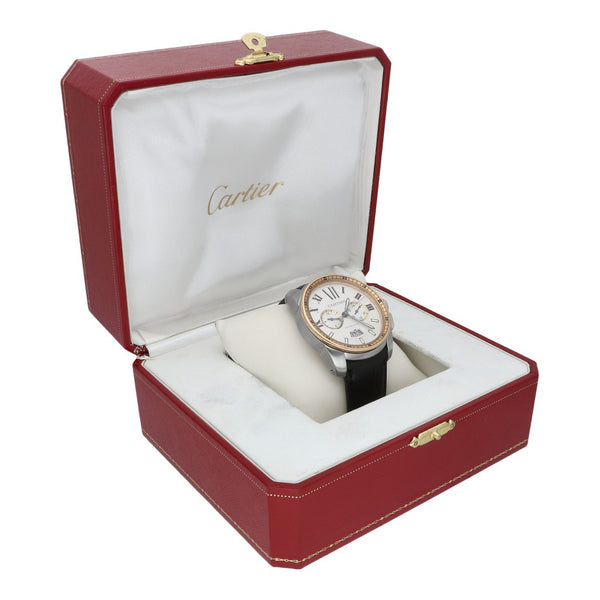 Reloj Cartier para caballero modelo Calibre de Cartier bisel en oro rosa 18 kilates.