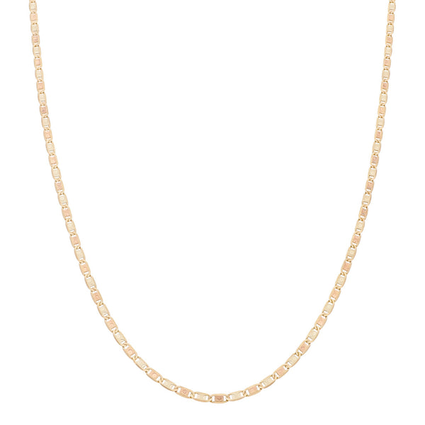 Collar eslabón nudo marino en oro tres tonos 14 kilates.