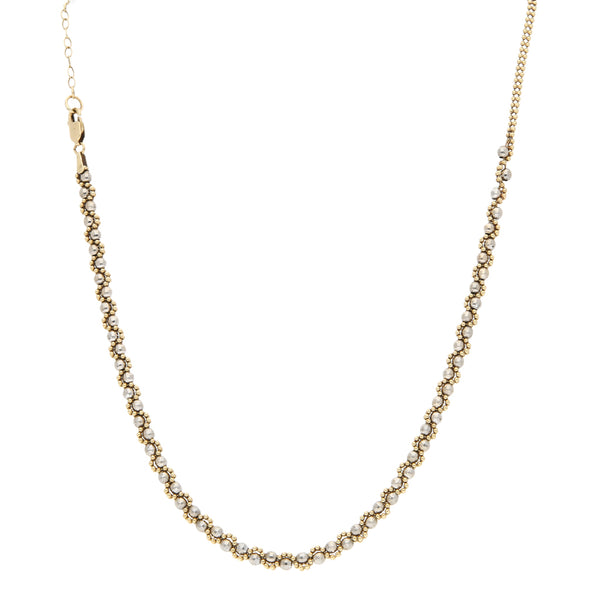 Collar eslabón boleado en oro dos tonos 14 kilates.