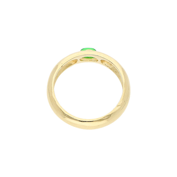 Argolla lisa con sintético en oro amarillo 14 kilates.