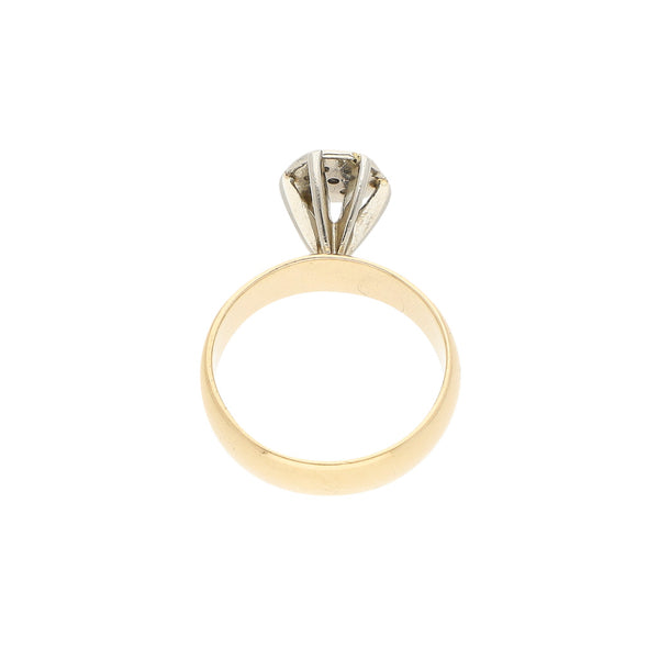 Anillo de compromiso con diamantes en oro dos tonos 14 kilates.