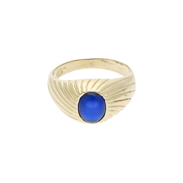 Anillo con sintético en oro amarillo 14 kilates.