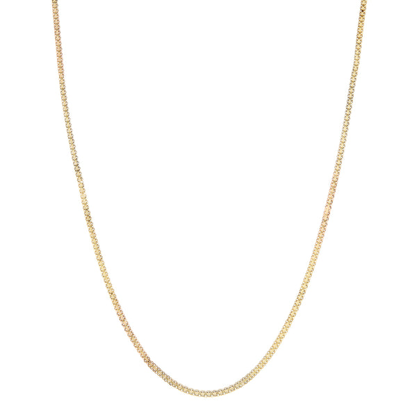 Collar eslabón tejido en oro tres tonos 14 kilates.