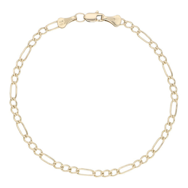 Pulsera de tres eslabones por uno en oro amarillo 14 kilates.