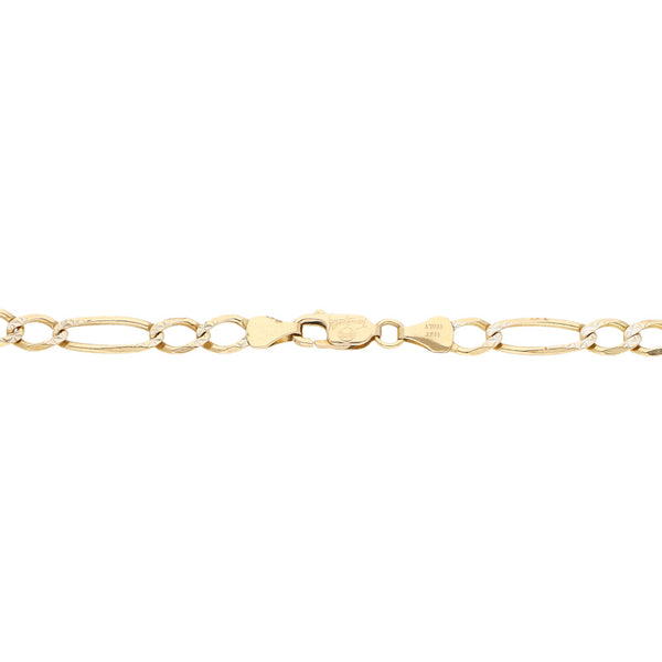 Pulsera de tres eslabones por uno platinado en oro amarillo 14 kilates.