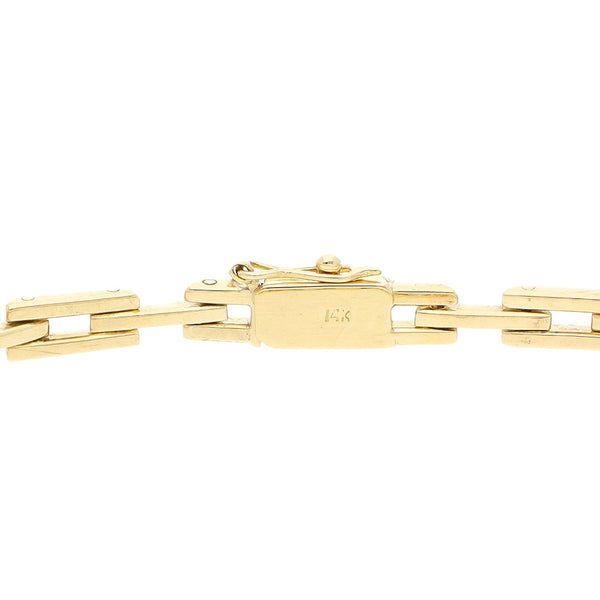 Esclava eslabón articulado con diamantes en oro amarillo 14 kilates.
