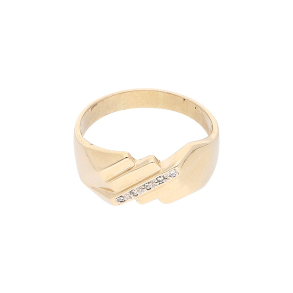 Anillo diseño especial con diamantes en oro amarillo 14 kilates.