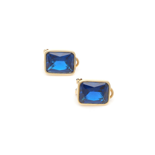 Aretes diseño especial con zafiros en oro amarillo 14 kilates.