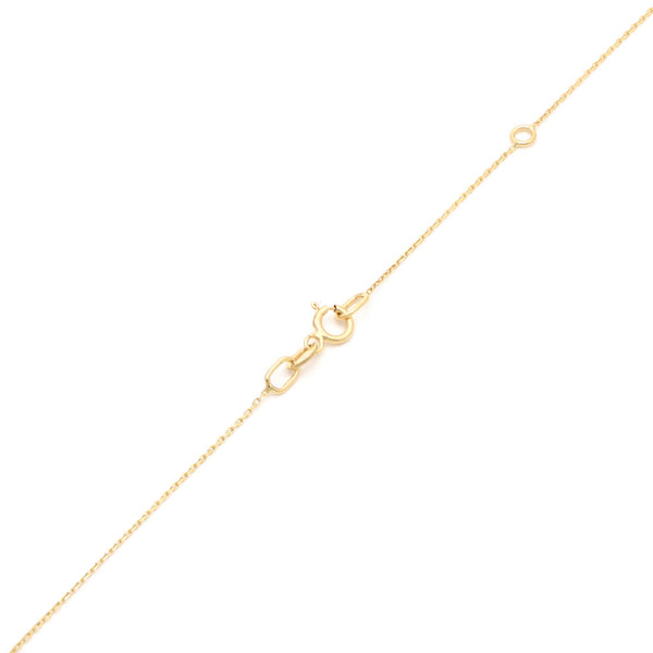 Gargantilla eslabón cruzado y dije diseño especial con diamantes y esmeralda en oro amarillo 14 kilates.