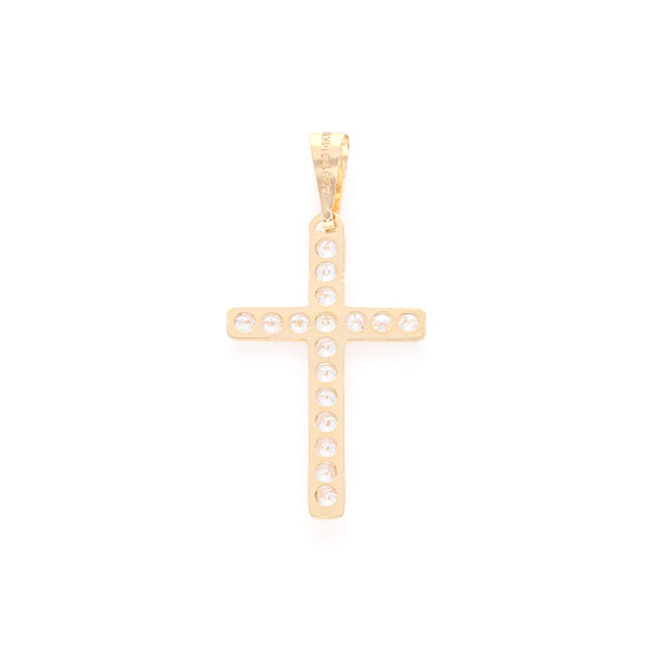 Cruz diseño especial con sintéticos en oro amarillo 14 kilates.