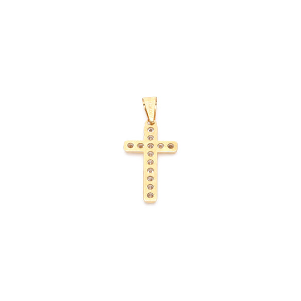 Cruz diseño especial con sintéticos en oro amarillo 14 kilates.
