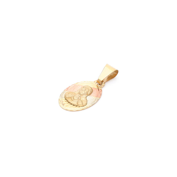 Medalla facetada motivo Sagrado Corazón de Jesús en oro amarillo 14 kilates.