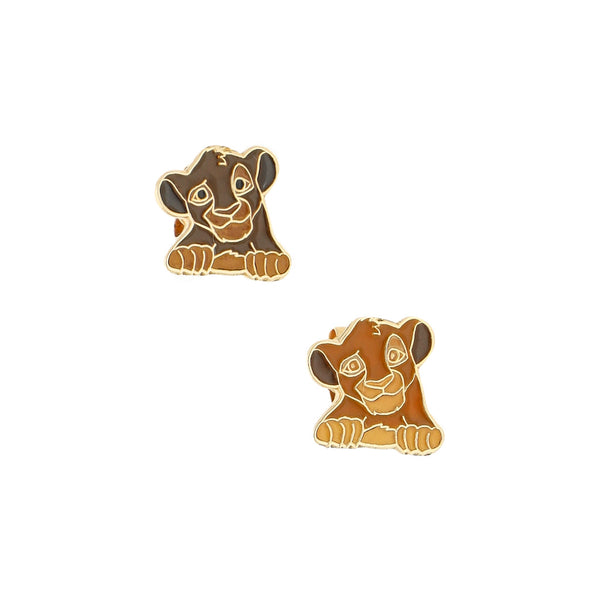 Broqueles diseño especial motivo felino con esmalte en oro amarillo 14 kilates.