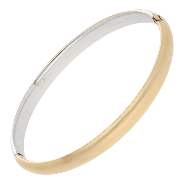 Pulsera de arillo infantil lisa en oro dos tonos 14 kilates.
