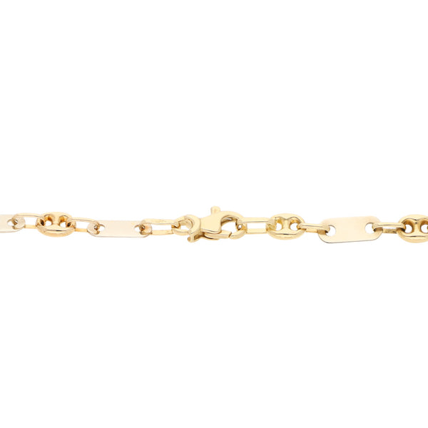 Pulsera eslabón combinado en oro dos tonos 14 kilates.