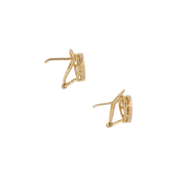 Aretes diseño especial con circonias motivo corazón en oro amarillo 14 kilates.