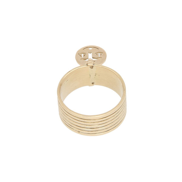 Anillo diseño especial con colgante motivo libra en oro amarillo 12 kilates.