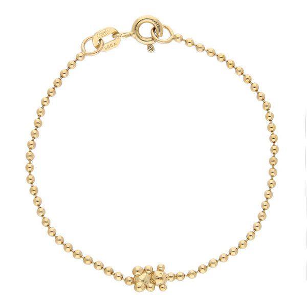 Pulsera infantil eslabón boleado con aplicación motivo oso firma Tous en oro amarillo 18 kilates.