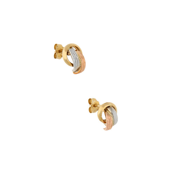 Broqueles diseño especial en oro tres tonos 14 kilates.