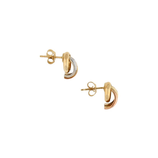 Broqueles diseño especial en oro tres tonos 14 kilates.