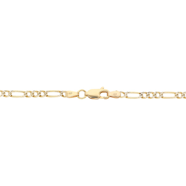 Pulsera de tres eslabones por uno platinados en oro amarillo 14 kilates.