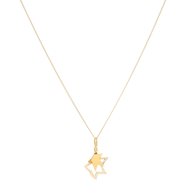 Gargantilla eslabón encontrado y dije estilizado motivo estrellas en oro amarillo 14 kilates.