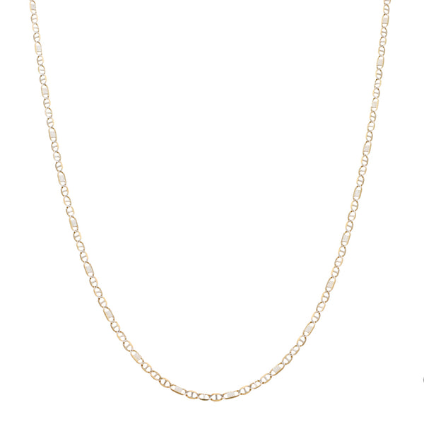 Collar eslabón nudo marino platinado en oro amarillo 14 kilates.