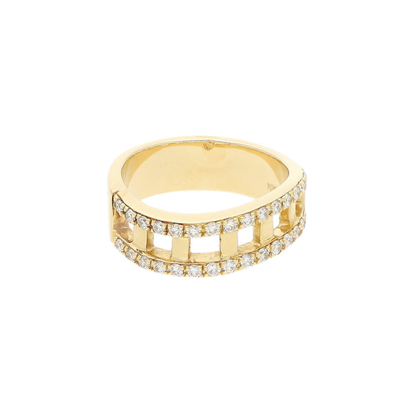 Anillo diseño especial con diamantes en oro amarillo 14 kilates.