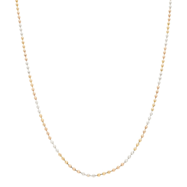 Collar eslabón boleado en oro tres tonos 14 kilates.
