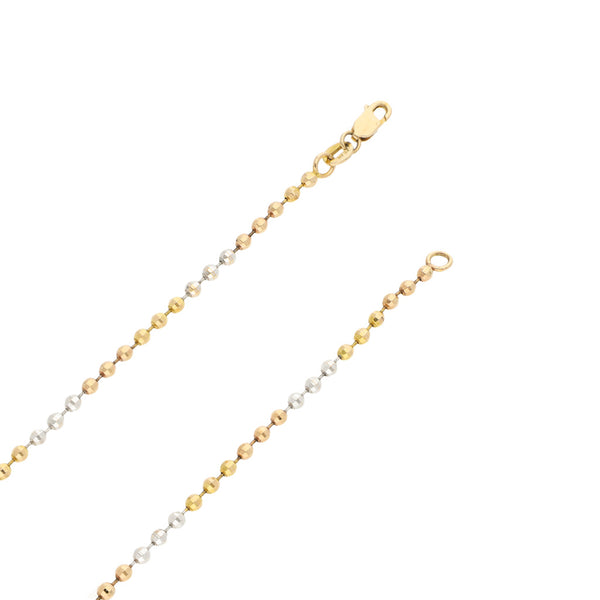 Collar eslabón boleado en oro tres tonos 14 kilates.