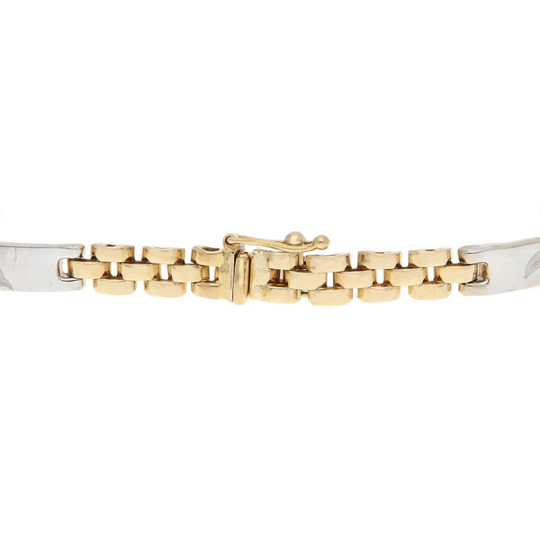 Pulsera eslabón combinado en oro dos tonos 14 kilates.
