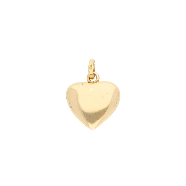 Dije hueco motivo corazón con sintético en oro amarillo 14 kilates.