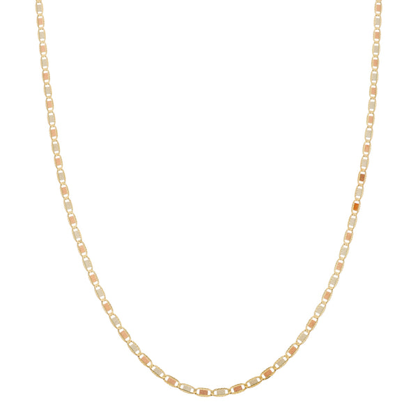 Collar eslabón nudo marino en oro tres tonos 14 kilates.