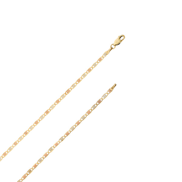 Collar eslabón nudo marino en oro tres tonos 14 kilates.