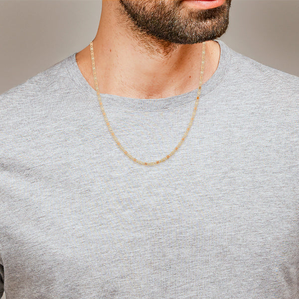 Collar eslabón nudo marino en oro tres tonos 14 kilates.