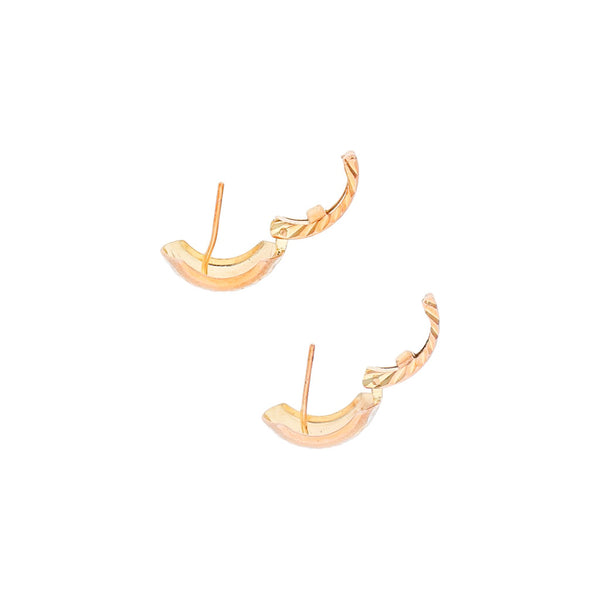Aretes laminados en oro amarillo 14 kilates.