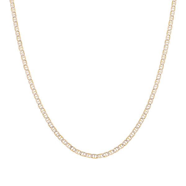 Collar eslabón nudo marino platinado en oro amarillo 14 kilates.