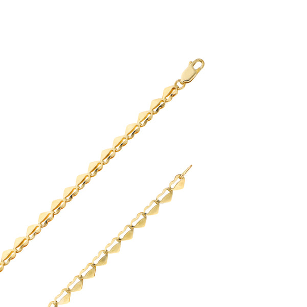 Collar eslabón articulado motivo corazón en oro amarillo 14 kilates.