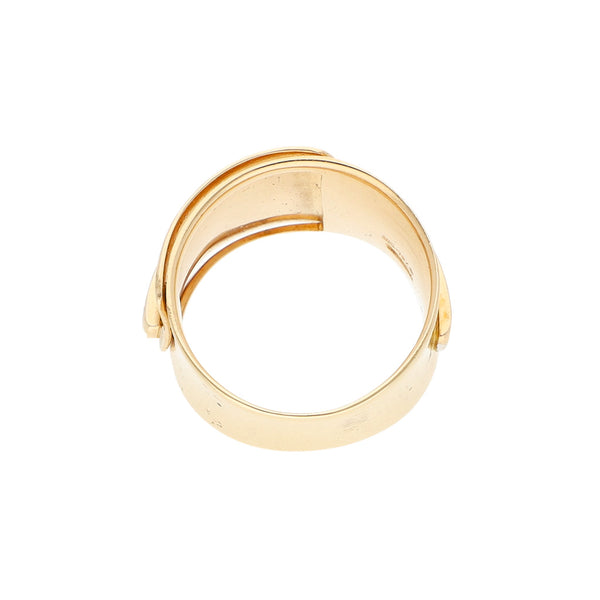 Anillo diseño especial con aplicación y sintéticos en oro amarillo 14 kilates.