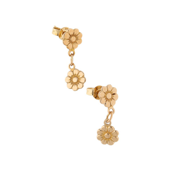 Broqueles diseño especial motivo flor en oro amarillo 14 kilates.