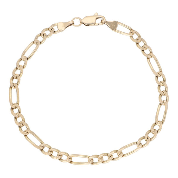 Pulsera de tres eslabones por uno en oro amarillo 14 kilates.